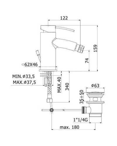 Смеситель для биде с донным клапаном Paffoni Berry BR135CR