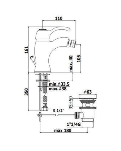 Смеситель для биде с донным клапаном Paffoni Giorgia GI135CRC