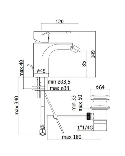Смеситель для биде без донного клапана Paffoni Green GR131CR