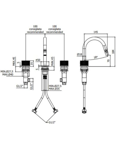 Смеситель для биде без донного клапана Paffoni Jo JO119CR