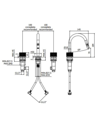 Смеситель для биде без донного клапана Paffoni Jo JO119NO