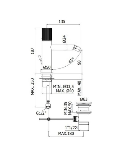 Смеситель для биде с донным клапаном Paffoni Jo JO131KCR