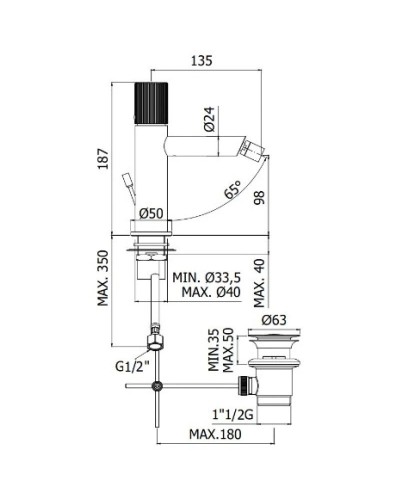 Смеситель для биде с донным клапаном Paffoni Jo JO135CR