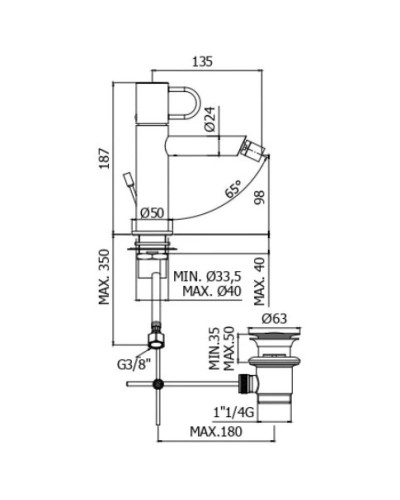 Смеситель для биде с донным клапаном Paffoni Joker JK131KCR
