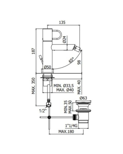 Смеситель для биде с донным клапаном Paffoni Joker JK135CR