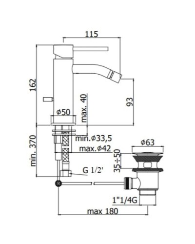 Смеситель для биде с донным клапаном Paffoni Light LIG135CR