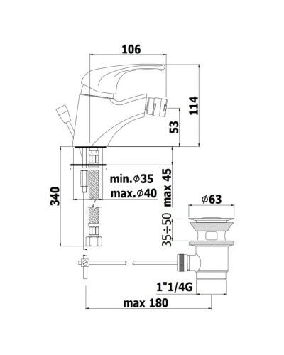 Смеситель для биде с донным клапаном Paffoni Nettuno Due ND130CR
