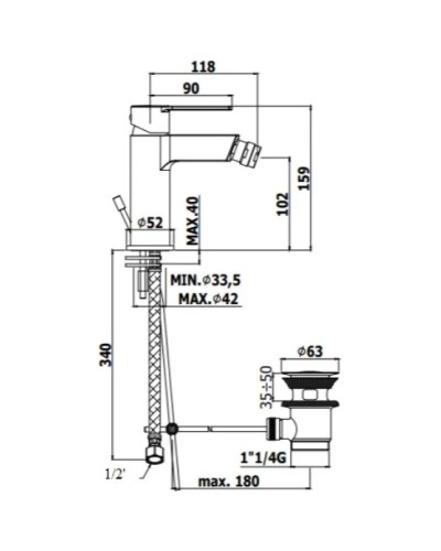 Смеситель для биде с донным клапаном Paffoni Ringo RIN135NO