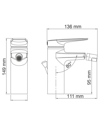 Смеситель для биде с донным клапаном WasserKRAFT Lopau 3206