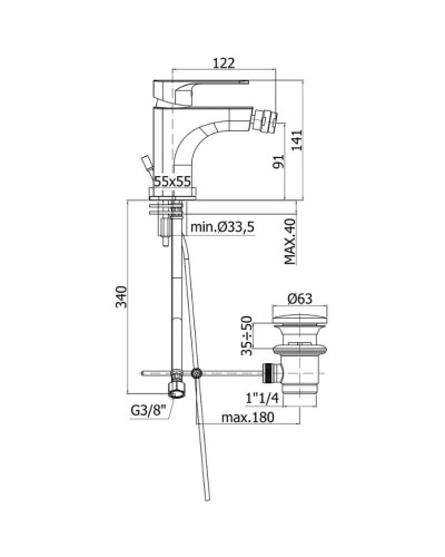 Смеситель для биде с донным клапаном Paffoni Sly SY135CR