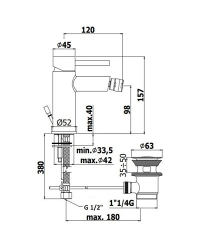 Смеситель для биде с донным клапаном Paffoni Stick SK135HCR