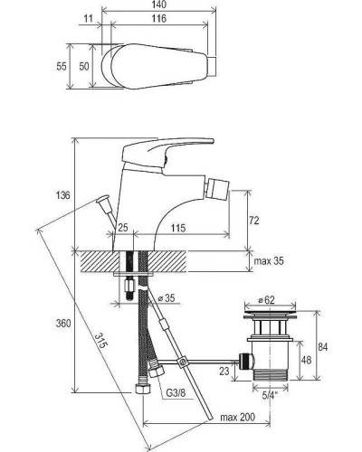 Смеситель для биде Ravak Neo NO 055.00 X070019 Хром