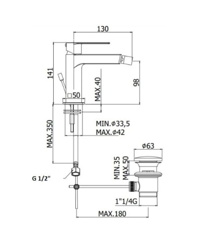 Смеситель для биде с донным клапаном Paffoni Tango TA135CR