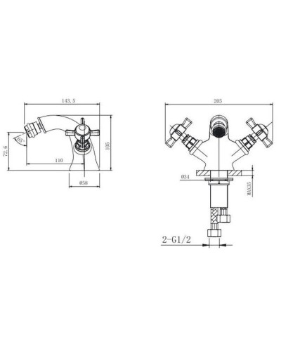 Смеситель для биде с донным клапаном Caprigo Bristol 21-530-vot