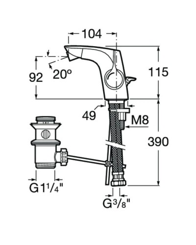 Смеситель для биде с донным клапаном Roca Insignia 5A603AC00
