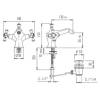 Смеситель для биде с донным клапаном Caprigo Monarch 41-030-oro