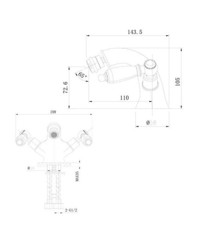 Смеситель для биде с донным клапаном Caprigo Adria Classic 03-530-crm