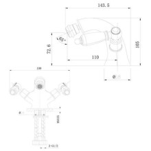 Смеситель для биде с донным клапаном Caprigo Adria Classic Metal Edition 03M-530-crm