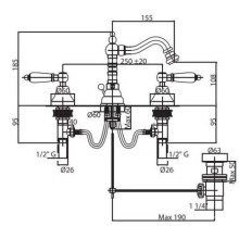 Смеситель для биде с донным клапаном Caprigo Adria Classic 03-031-crm