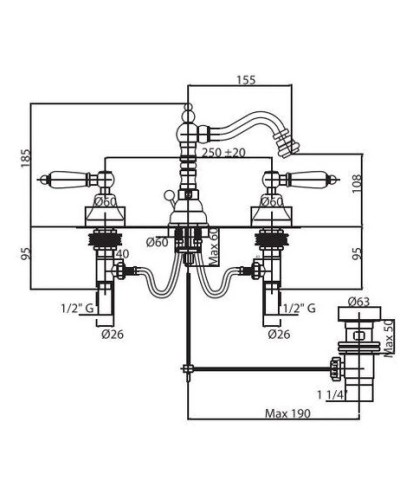 Смеситель для биде с донным клапаном Caprigo Adria Classic 03-031-vot