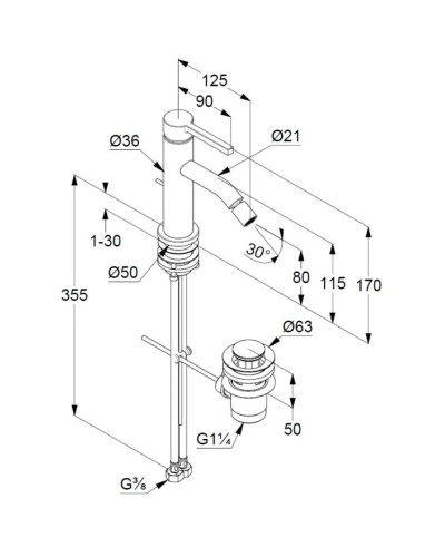 Смеситель для биде с донным клапаном Kludi Nova Fonte Pura 202163915