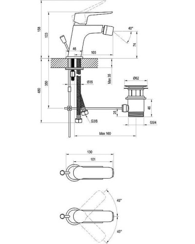 Смеситель для биде Ravak Classic CL 055.00 X070082 Хром
