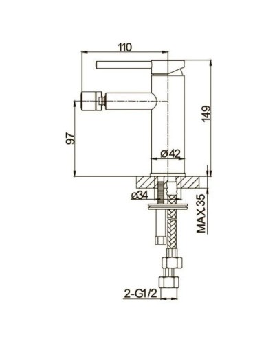 Смеситель для биде без донного клапана Caprigo Don 53-030-NER