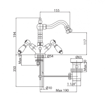 Смеситель на биде с донным клапаном CEZARES DIAMOND-BS2-02-Sw