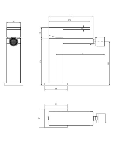 Смеситель для биде Boheme Qubic 476-BR