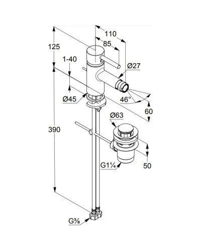 Смеситель для биде с донным клапаном Kludi Bozz 385335376