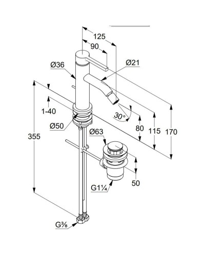 Смеситель для биде с донным клапаном Kludi Nova Fonte Pura 202165315