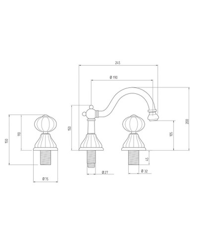 Смеситель для биде Migliore Olivia 19002 Хром Белый