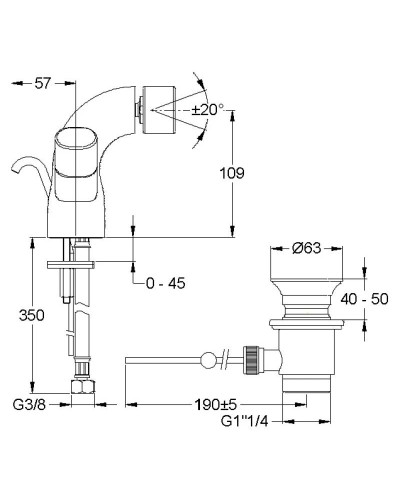 Смеситель для биде с донным клапаном Jacob Delafon Talan E10088RU-CP