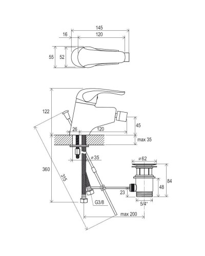 Смеситель для биде Ravak Rosa RS 055.00