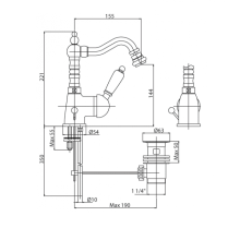 Смеситель для биде CEZARES ELITE-BSM2-03/24-Bi