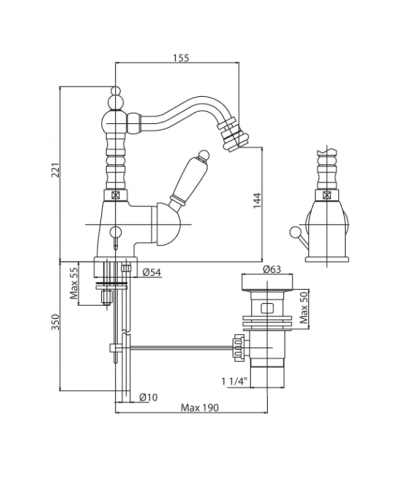 Смеситель для биде CEZARES ELITE-BSM2-03/24-Bi