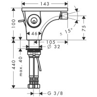 Смеситель для биде с донным клапаном Axor Massaud 18210000