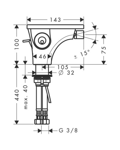 Смеситель для биде с донным клапаном Axor Massaud 18210000
