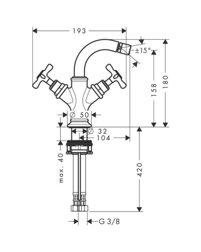 Смеситель для биде с донным клапаном Axor Montreux 16520000