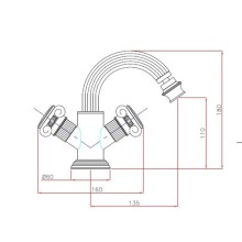 Смеситель на биде с донным клапаном хром, ручки металл Cezares Olimp OLIMP-BS2-01-M