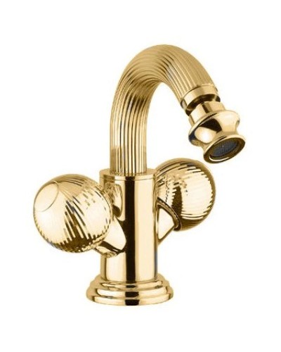 Смеситель на биде с донным клапаном золото 24 карат, ручки металл Cezares Olimp OLIMP-BS2-03/24-M