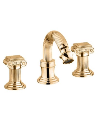 Смеситель для биде на три отверстия золото 24 карата, ручки металл Cezares Olimp OLIMP-BBS2-03/24-O