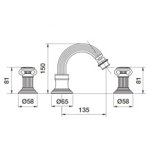 Смеситель для биде на три отверстия хром, ручки swarovski Cezares Olimp OLIMP-BBS2-01-Sw