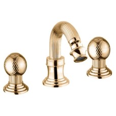 Смеситель для биде на три отверстия золото 24 карата, ручки металл Cezares Olimp OLIMP-BBS2-03/24-M
