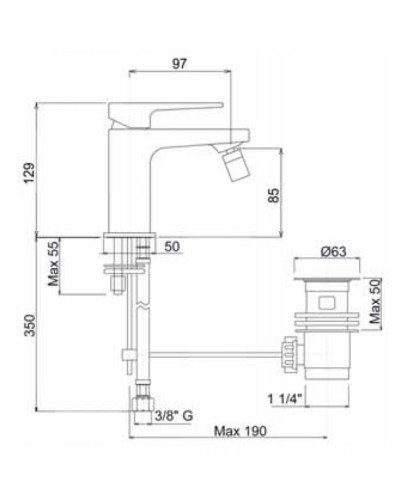 Смеситель на биде однорычажный Cezares JUMP-BSM1-01-W0