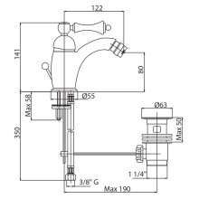 Смеситель для биде с донным клапаном CEZARES MARGOT-BSM1-BIO