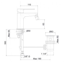 Смеситель на биде Cezares TIRRENO-BSM1-01-W0