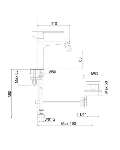 Смеситель на биде Cezares TIRRENO-BSM1-01-W0