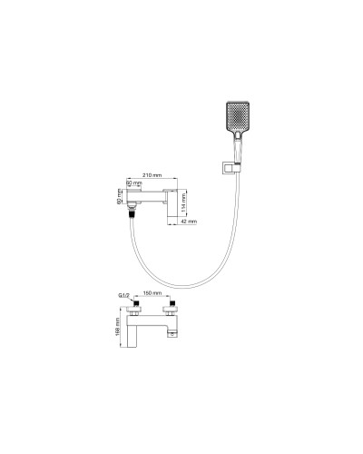Смеситель для ванны с душем Wonzon & Woghand, Черный матовый (WW-88037068-MB)