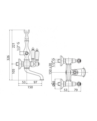 Смеситель для душа с ручным душем золото 24 карат, ручки Swarovski Cezares Diamond DIAMOND-D-03/24-Sw